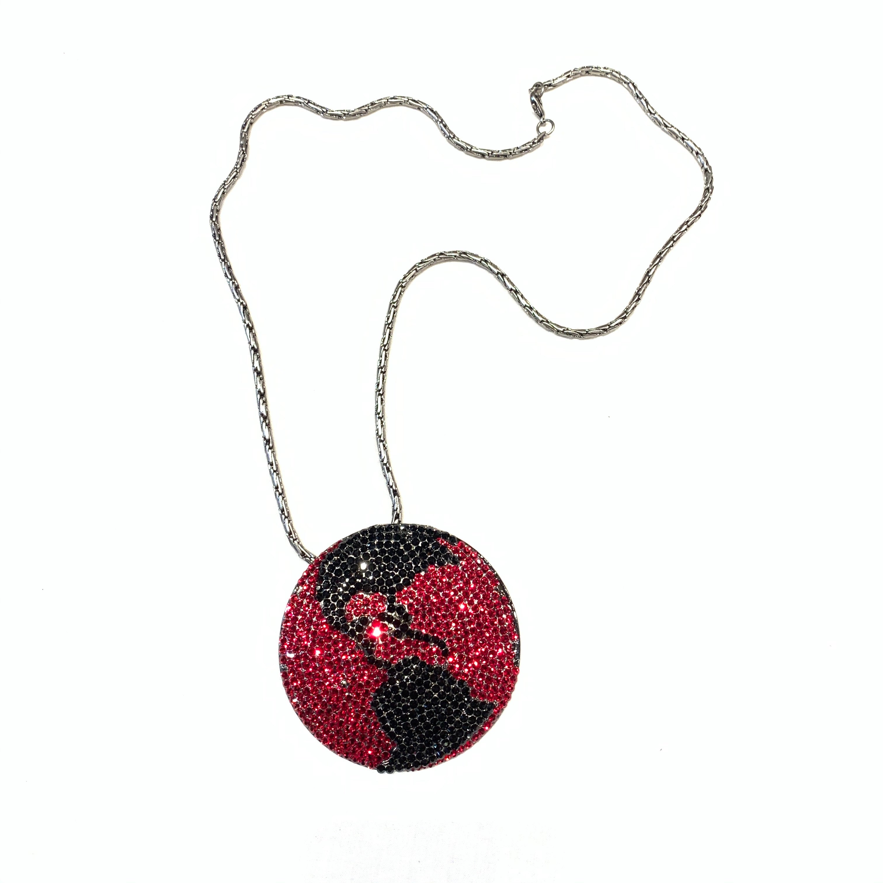 b.b. Simon Black & Red Globe Fully Loaded Crystal Necklace - Dudes Boutique