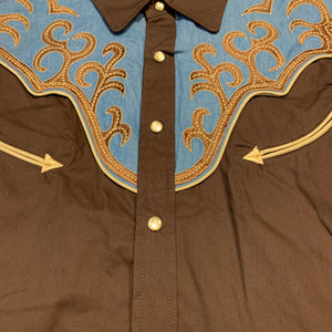 Scully Men's Denim Blue Chocolate Western Shirt - Dudes Boutique