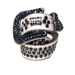 b.b. Simon Charcoal Khayyam Fully Loaded Crystal Belt - Dudes Boutique