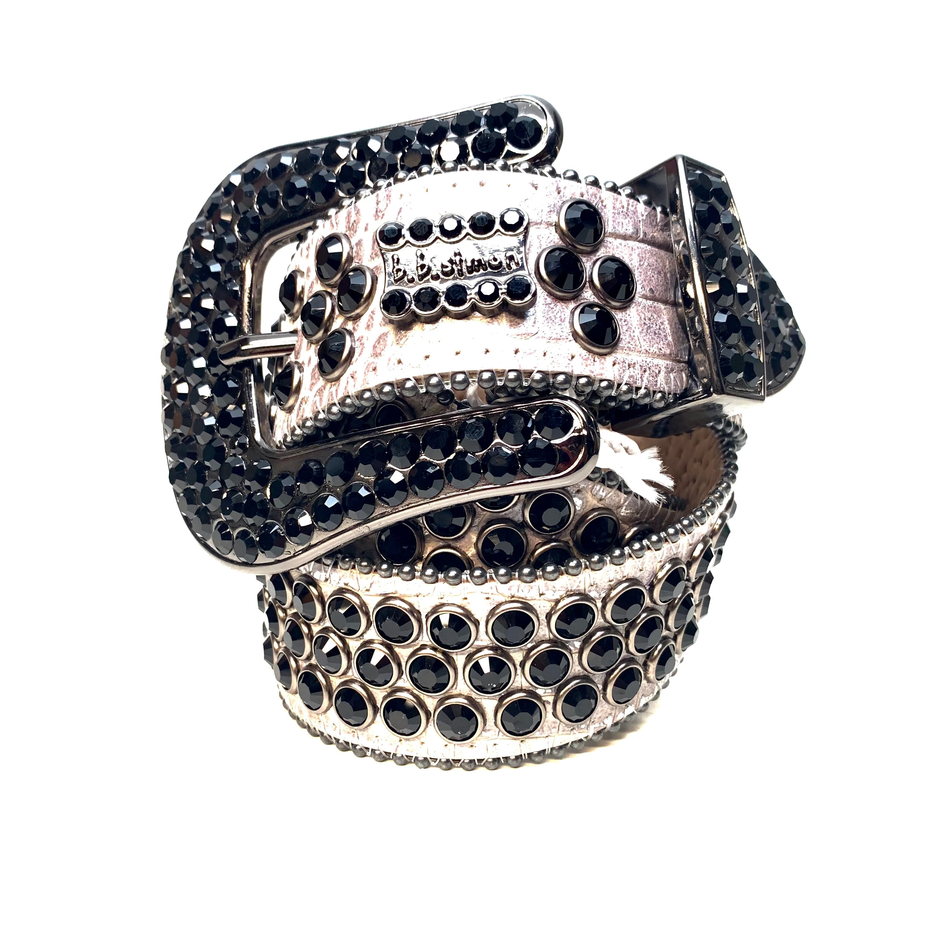 b.b. Simon Charcoal Khayyam Fully Loaded Crystal Belt - Dudes Boutique