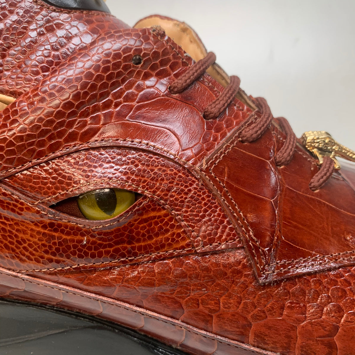 Mauri 8596 'Eye' Cognac Hornback Tail/Ostrich Leg Sneakers - Dudes Boutique