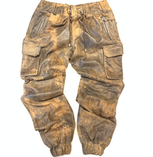 Kashani Men's Jungle Lambskin Leather Cargo Joggers - Dudes Boutique