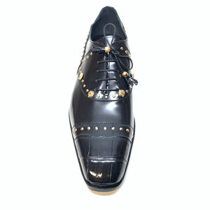Mauri Men's 4901 "Vegas" Black Alligator Calf Skin Dress Shoes - Dudes Boutique