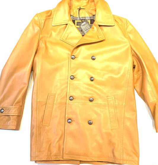 Kashani Men's Peanut Butter Lambskin Peacoat - Dudes Boutique
