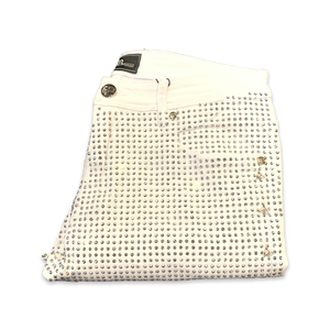 Barocco Men's White Fully Loaded Crystal Spiked Jeans - Dudes Boutique