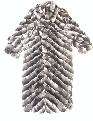 Kashani Men's 3/4 Diamond Cut Chinchilla Trench Fur Coat - Dudes Boutique