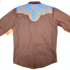 Scully Men's Denim Blue Chocolate Western Shirt - Dudes Boutique