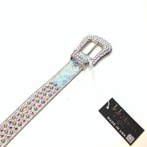 b.b. Simon 'Chrome Milk' Studded Crystal Belt - Dudes Boutique
