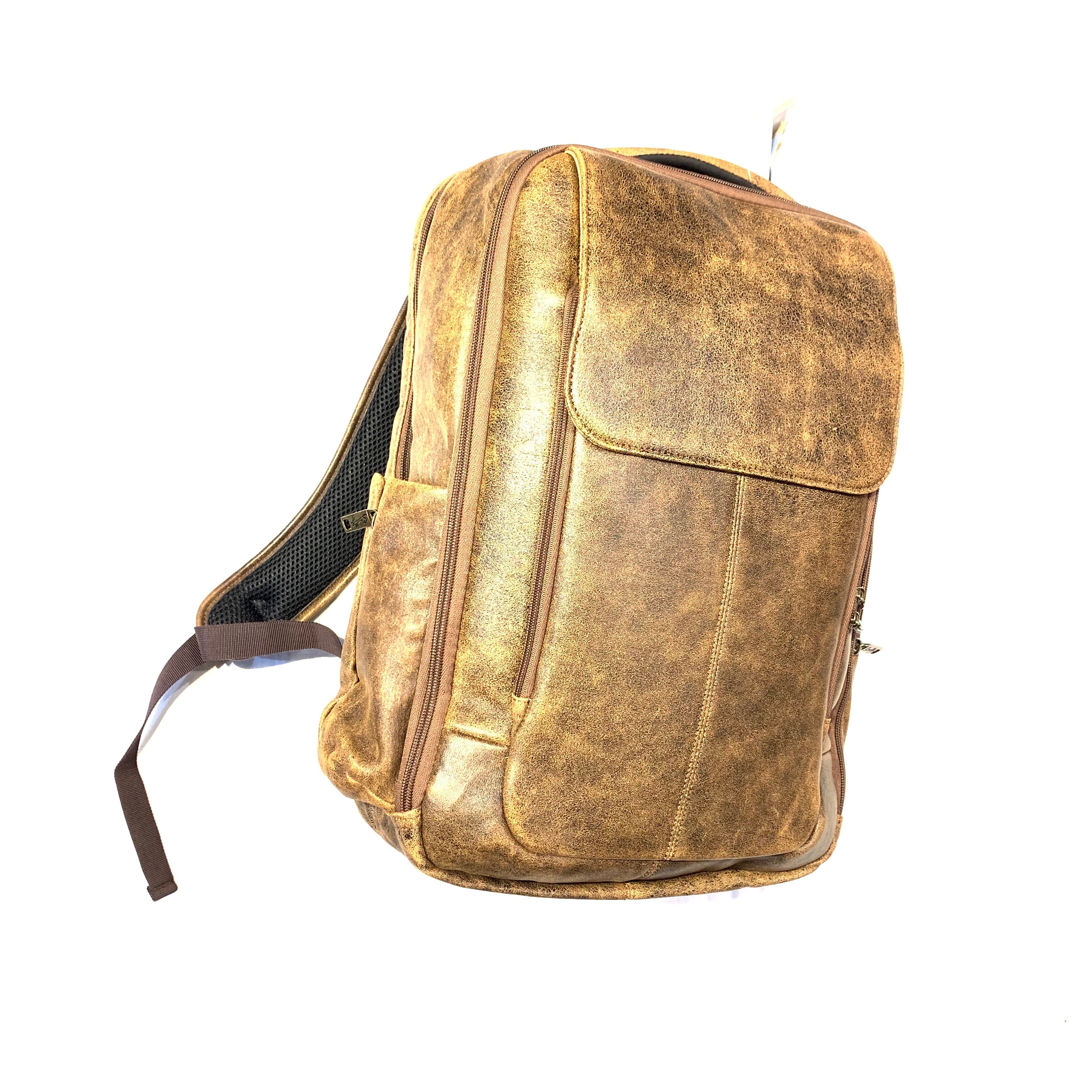 distressed leather backpack brown Scully Distressed Brown Leather Backpack