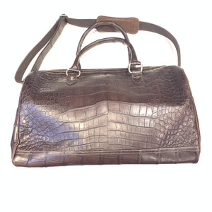 Kashani Chocolate Brown Full Skin Alligator Body Duffle Bag - Dudes Boutique
