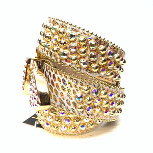 b.b. Simon Golden Scale Fully Loaded Crystal Belt - Dudes Boutique
