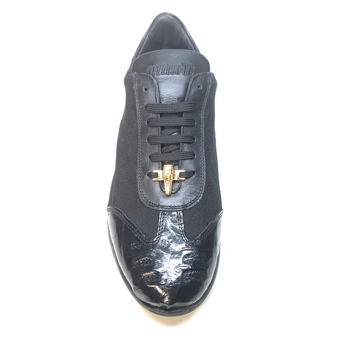 Mauri ‘54312’ Black Baby Crocodile + Nappa Leather Sneakers - Dudes Boutique