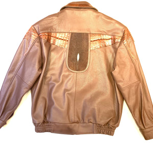 Kashani Chocolate Brown Alligator Horn-Back/Stingray Bomber Jacket - Dudes Boutique