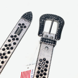 b.b. Simon Charcoal Khayyam Fully Loaded Crystal Belt - Dudes Boutique