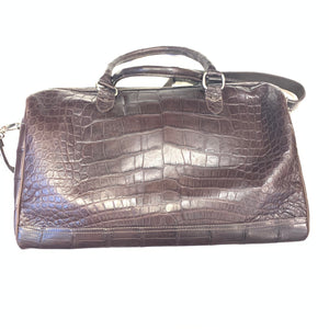 Kashani Chocolate Brown Full Skin Alligator Body Duffle Bag - Dudes Boutique