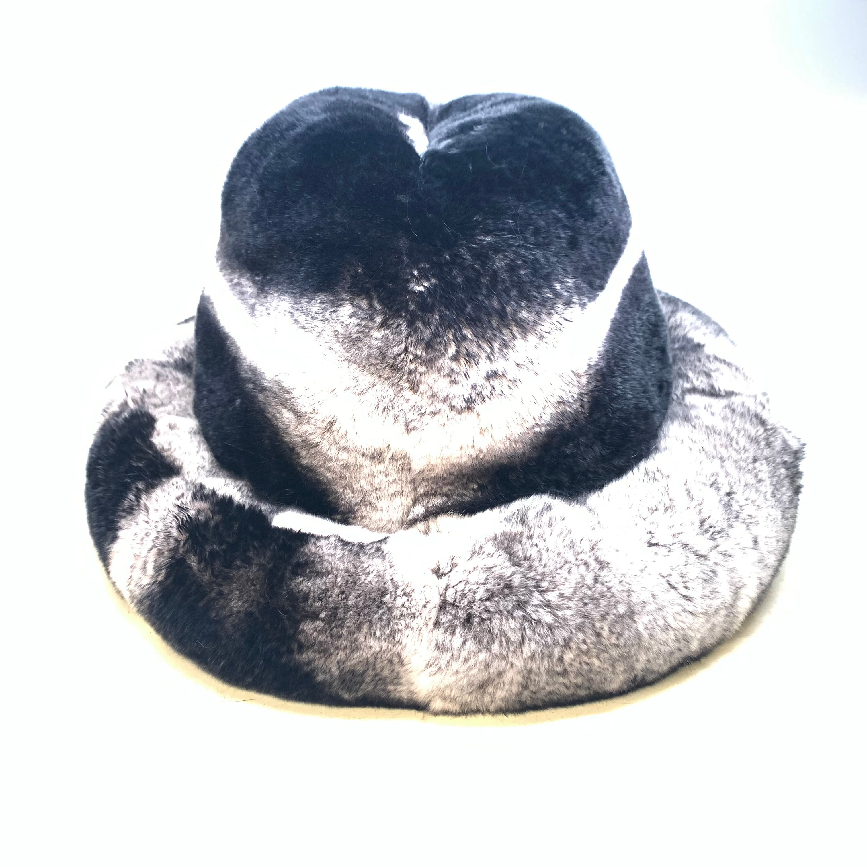 Kashani Men's Rex Rabbit Chinchilla Fur Top Hat - Dudes Boutique