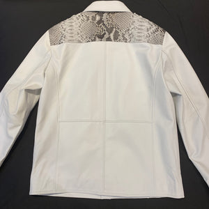 Barya NewYork White/Natural Python Snakeskin Button-Up Shirt - Dudes Boutique