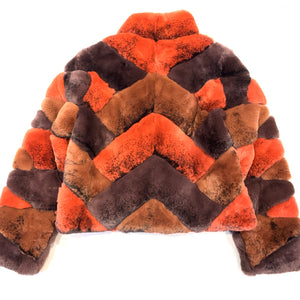 Kashani Ladies Pumpkin Reversible Rex Rabbit Coat - Dudes Boutique