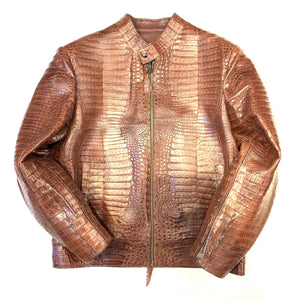 Kashani Men's Choclate All-Over Alligator Skin Bomber Jacket - Dudes Boutique