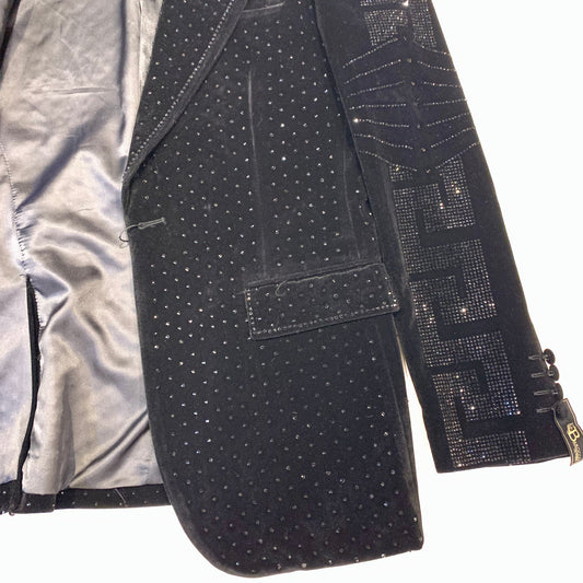 Barocco Black Milan Suede Crystal Blazer - Dudes Boutique