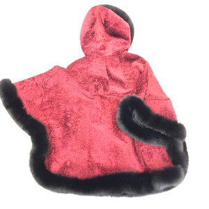 Barya NewYork Wine Wool Hooded Fox Fur Poncho - Dudes Boutique