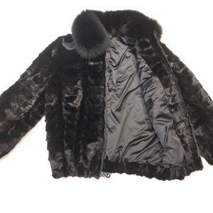 Kashani Midnight Black Diamond Cut Mink Fur Coat - Dudes Boutique