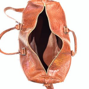 Kashani Cognac Full Alligator Body Duffle Bag - Dudes Boutique