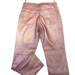 Kashani Men's Burgundy Lambskin Straight Cut Leather Pants - Dudes Boutique