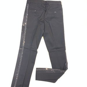 Barocco Men's Black Greek Key Crystal Dress Pants - Dudes Boutique