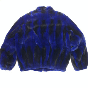 Volare Men's Blue Rex Rabbit Chinchilla Fur Coat - Dudes Boutique