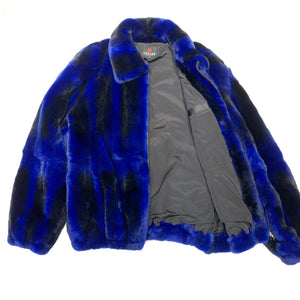 Volare Men's Blue Rex Rabbit Chinchilla Fur Coat - Dudes Boutique