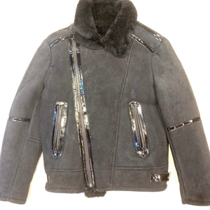 Kashani Black Suede Shearling Biker Jacket - Dudes Boutique