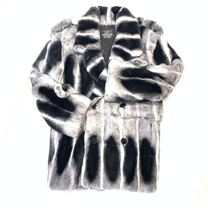 Kashani Double Breasted Rex Chinchilla 3/4 Fur Coat - Dudes Boutique