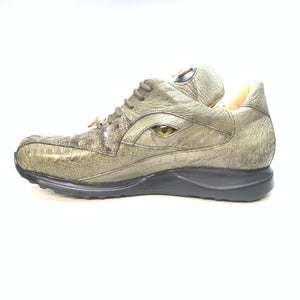 Mauri 8596 'Eye' Money Green Hornback Tail/Ostrich Leg Sneakers - Dudes Boutique
