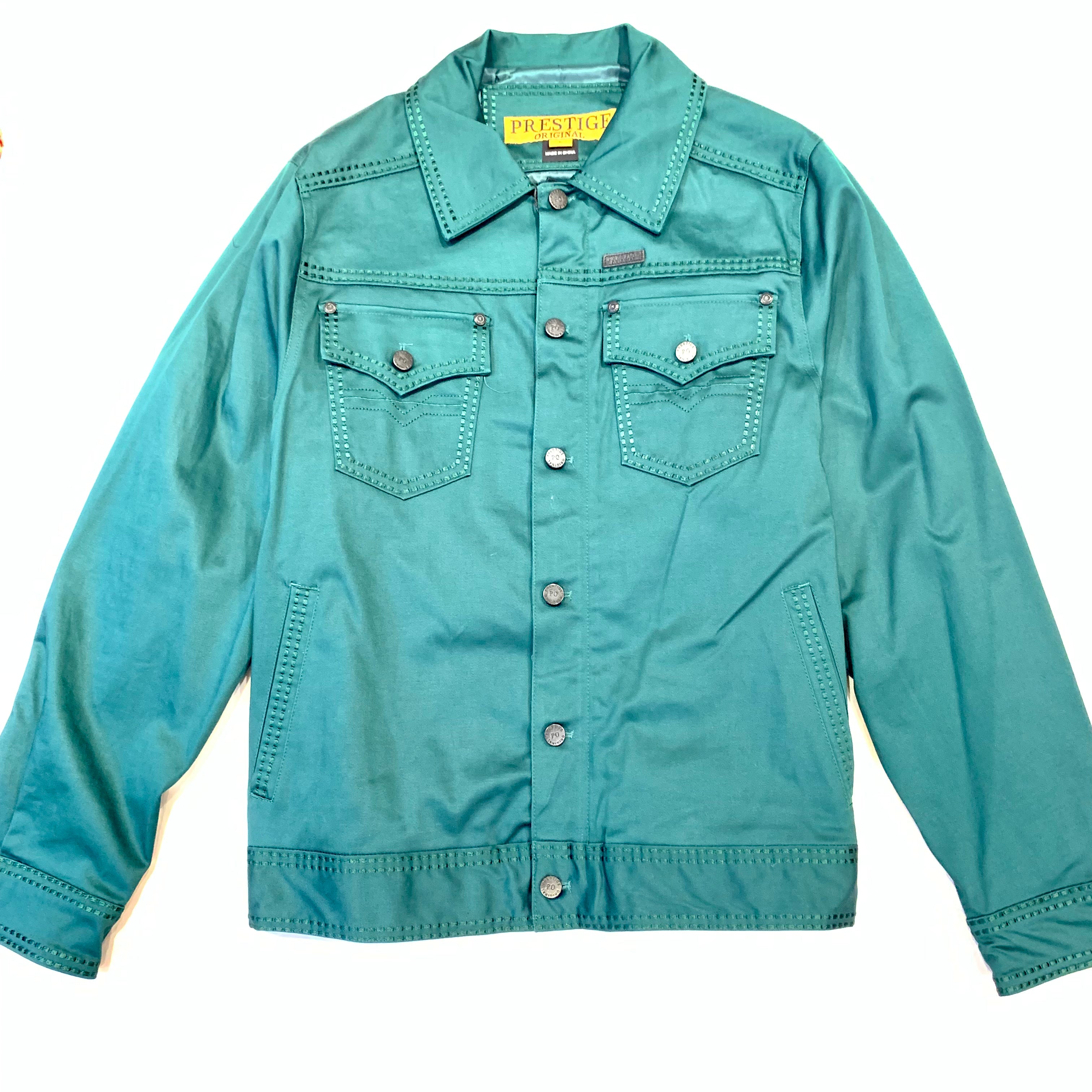 Prestige Men's Green Double Stitched Zipper Biker Jacket - Dudes Boutique