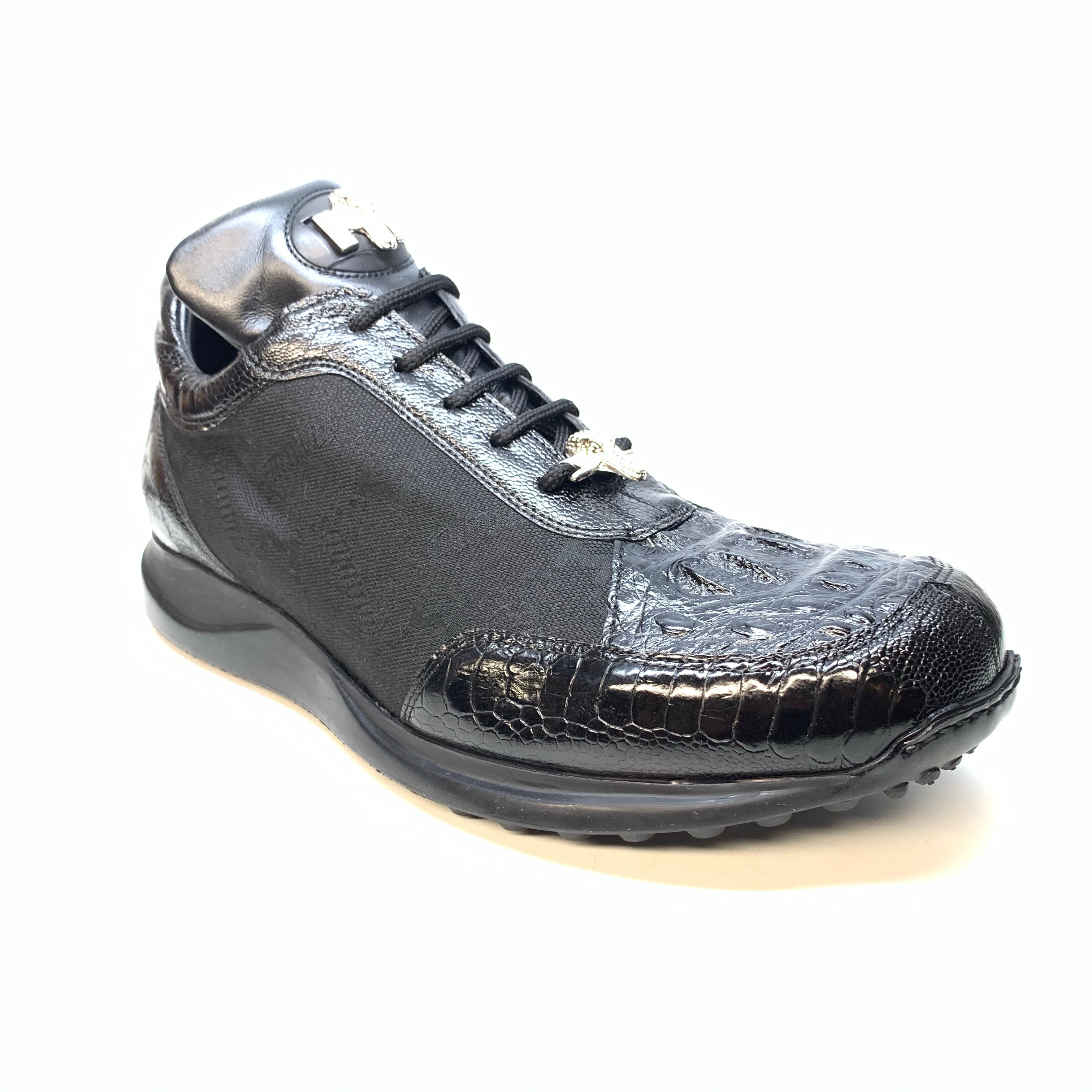 Mauri ‘8741/2’ Black Alligator/Ostrich Leg Sneakers - Dudes Boutique