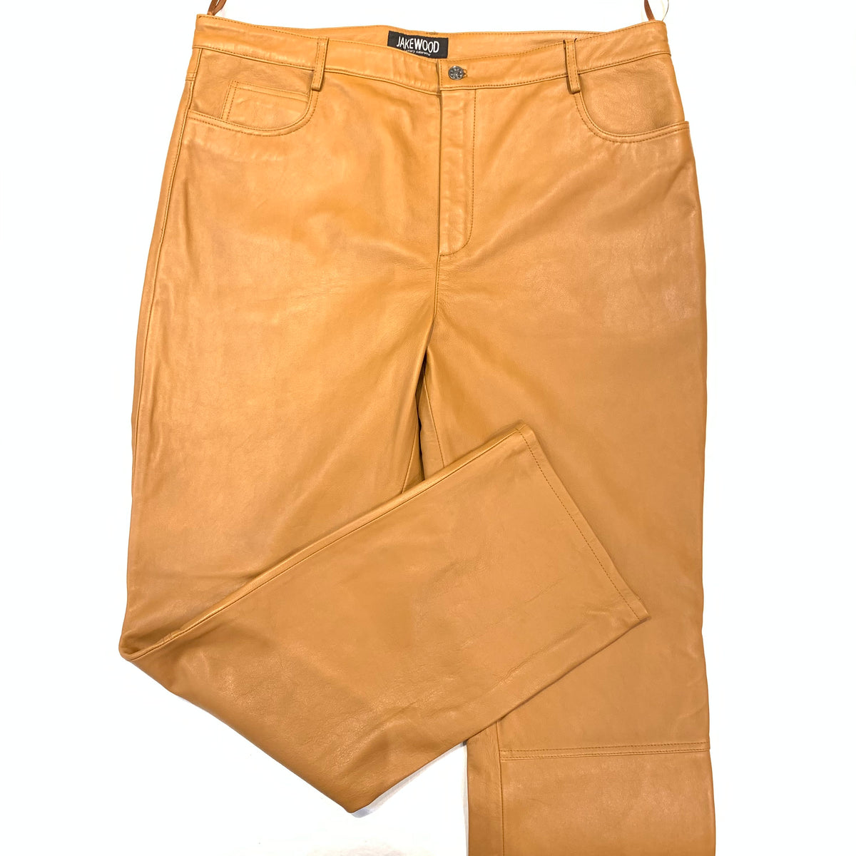 Kashani Men's Caramel Lambskin Straight Cut Leather Pants - Dudes Boutique