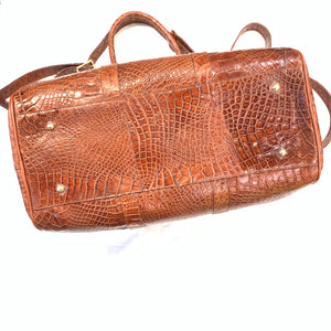 Kashani Cognac Full Alligator Body Duffle Bag - Dudes Boutique