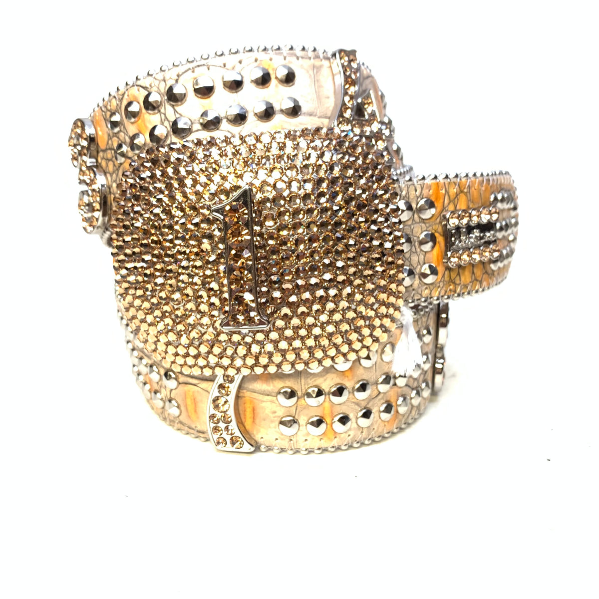 b.b. Simon "Gold Numbers" Studded Crystal Belt - Dudes Boutique
