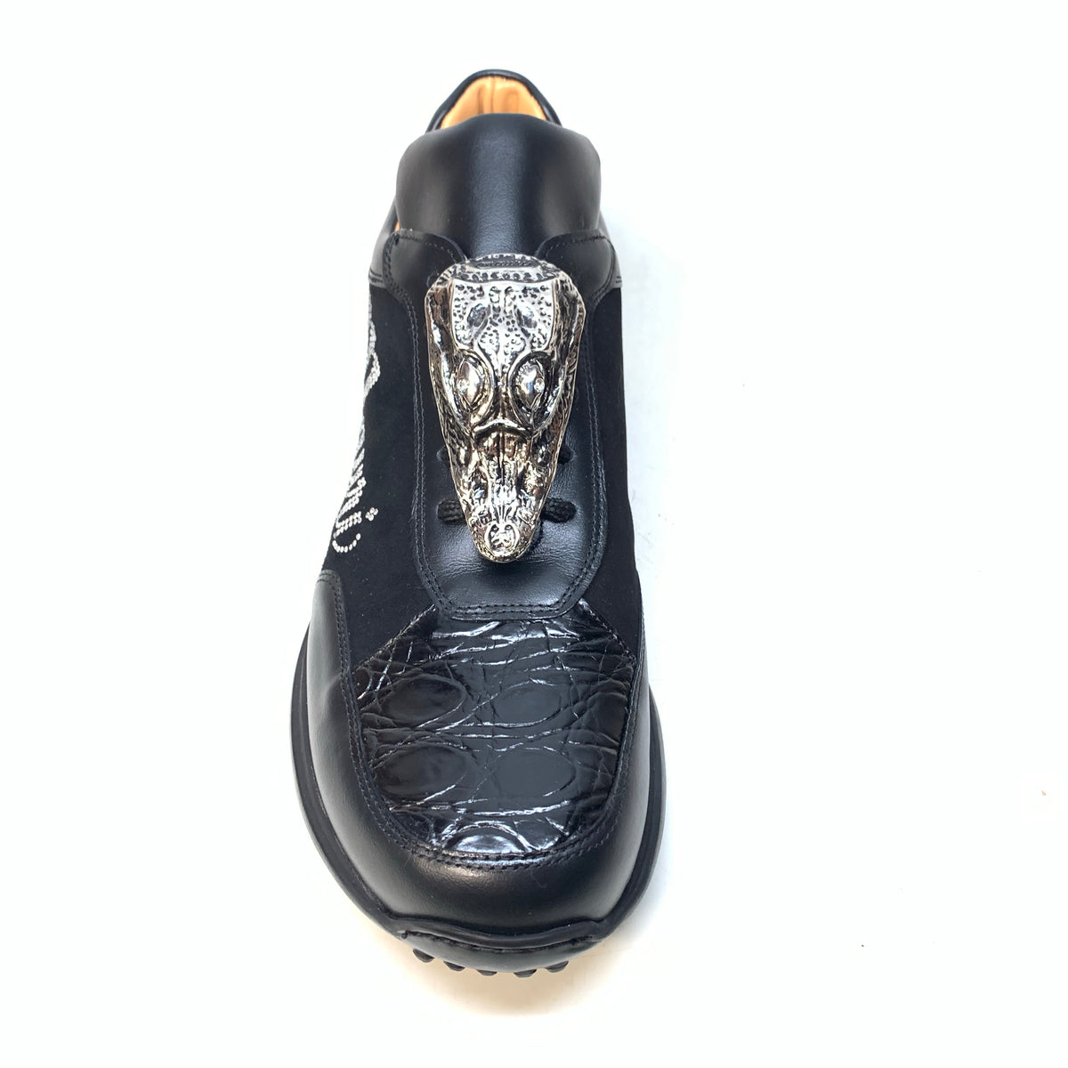 Mauri 8767 Black Crocodile Suede Crystal Sneakers - Dudes Boutique