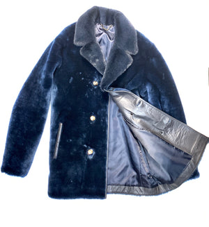 Kashani Navy Blue Mink Mouton Peacoat Shearling - Dudes Boutique