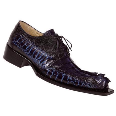 Mauri "Barometer" 44150 Wonder Blue Genuine Hornback Crocodile Tail / Bicolore Wonder Blue / Iris Ostrich Shoes - Dudes Boutique