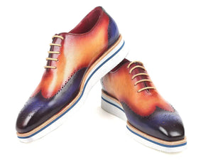 Paul Parkman Wingtip Oxfords Blue & Camel - Dudes Boutique