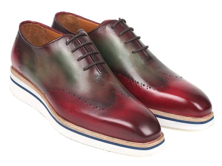 Paul Parkman Wingtip Oxfords Bordeaux & Green - Dudes Boutique