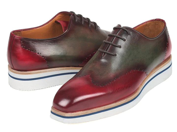 Paul Parkman Wingtip Oxfords Bordeaux & Green - Dudes Boutique