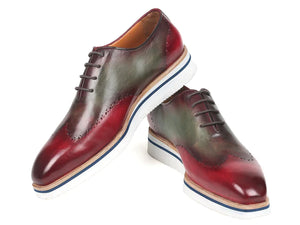 Paul Parkman Wingtip Oxfords Bordeaux & Green - Dudes Boutique