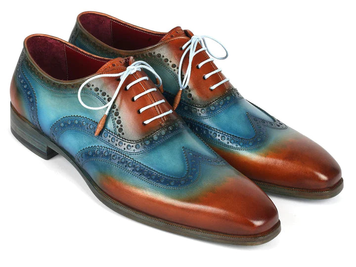 Paul Parkman Wingtip Oxfords Turquoise & Tobacco - Dudes Boutique