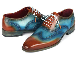 Paul Parkman Wingtip Oxfords Turquoise & Tobacco - Dudes Boutique