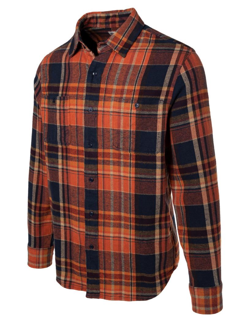 Schott NYC Rust Plaid Cotton Flannel Shirt - Dudes Boutique