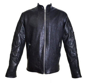 Kashani Lost Angel Mandarin Collar Stingray/Calf Leather Biker Jacket - Dudes Boutique
